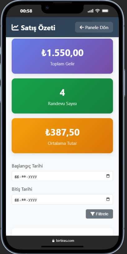 Admin Panel - Randevular